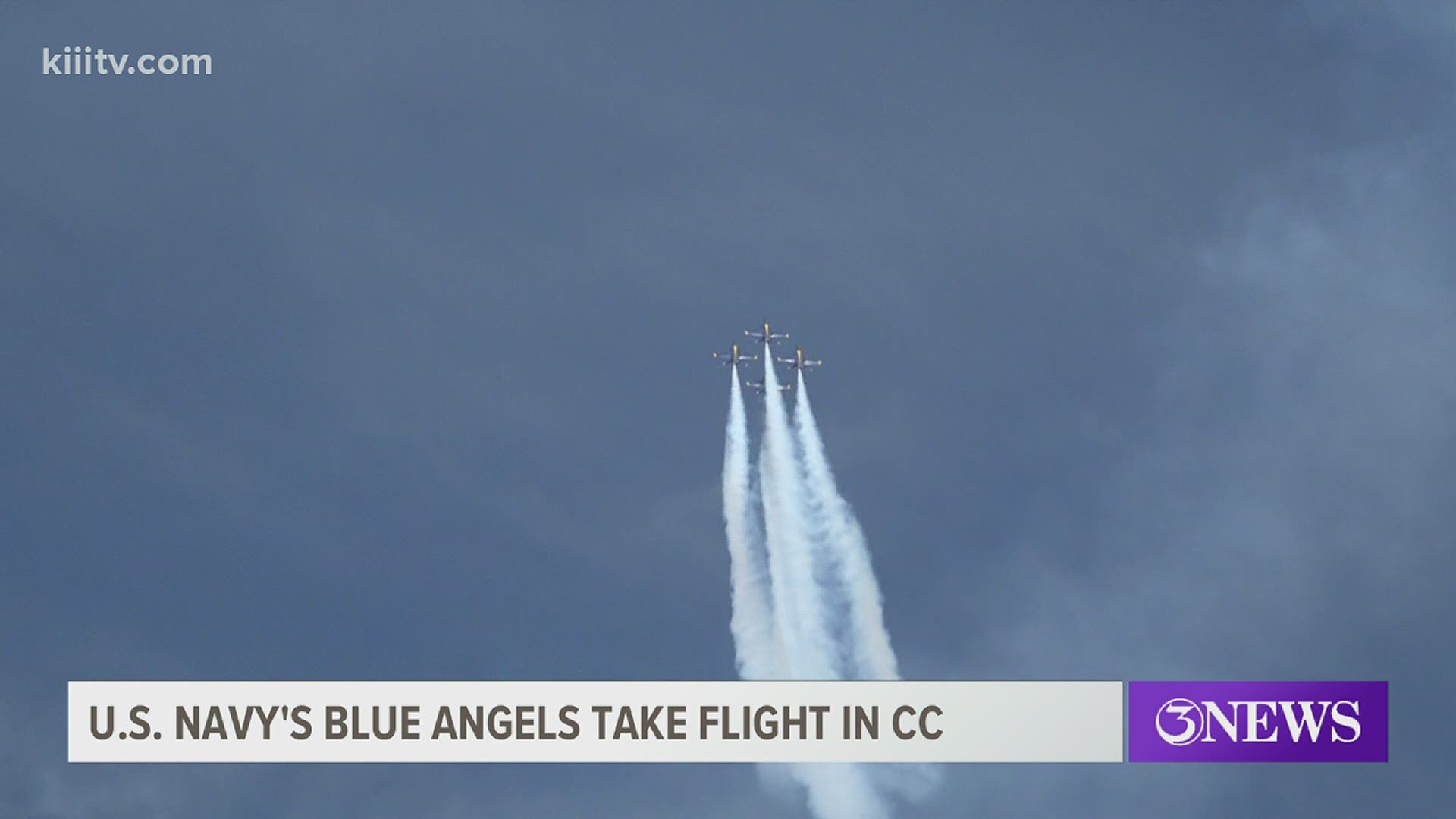 The Blue Angels flew over the Corpus Christi Bayfront during the Wings Over South Texas airshow.