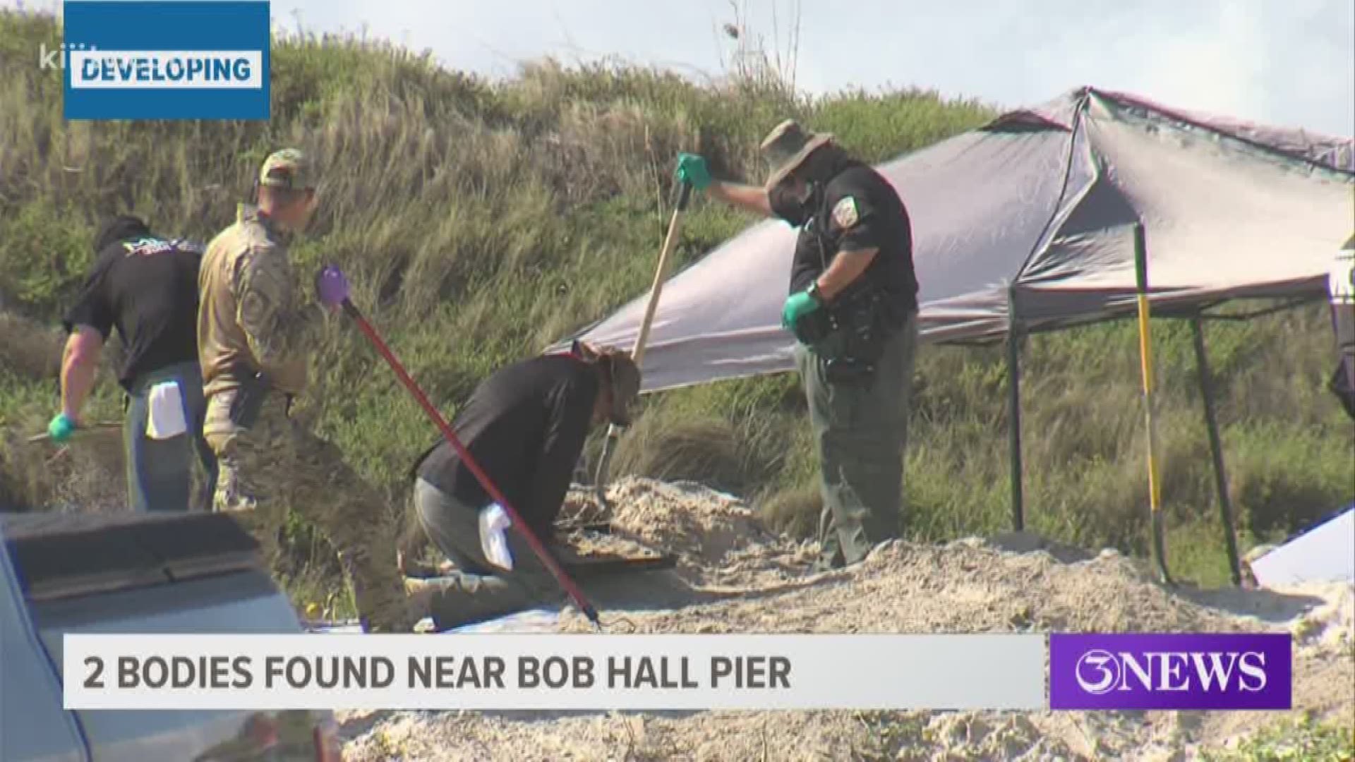 A gruesome discovery was made in an area known as the "Bowl" just south of Bob Hall Pier Sunday night, according to Kleberg County Chief Deputy Jaime Garza.