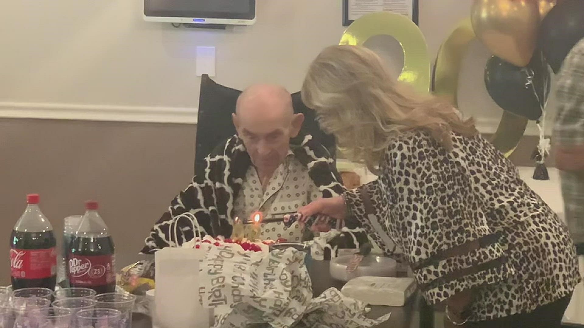 John Ardoin was recently diagnosed with pneumonia and lung cancer, but that didn't stop his family from showing up to sing him 'Happy Birthday.'