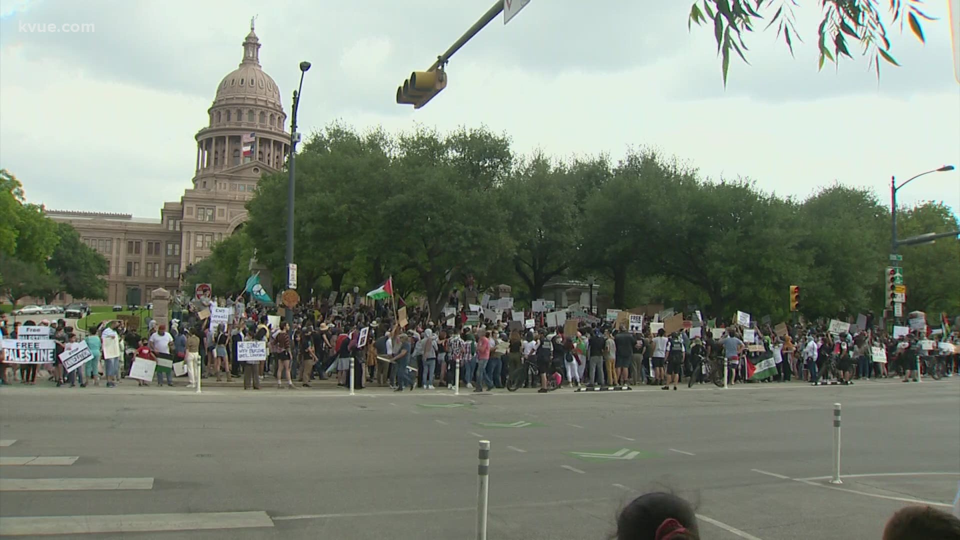 People in Austin tried to raise awareness about the unrest between Palestine and Israel. A crowd gathered outside the Texas Capitol and marched through the streets.