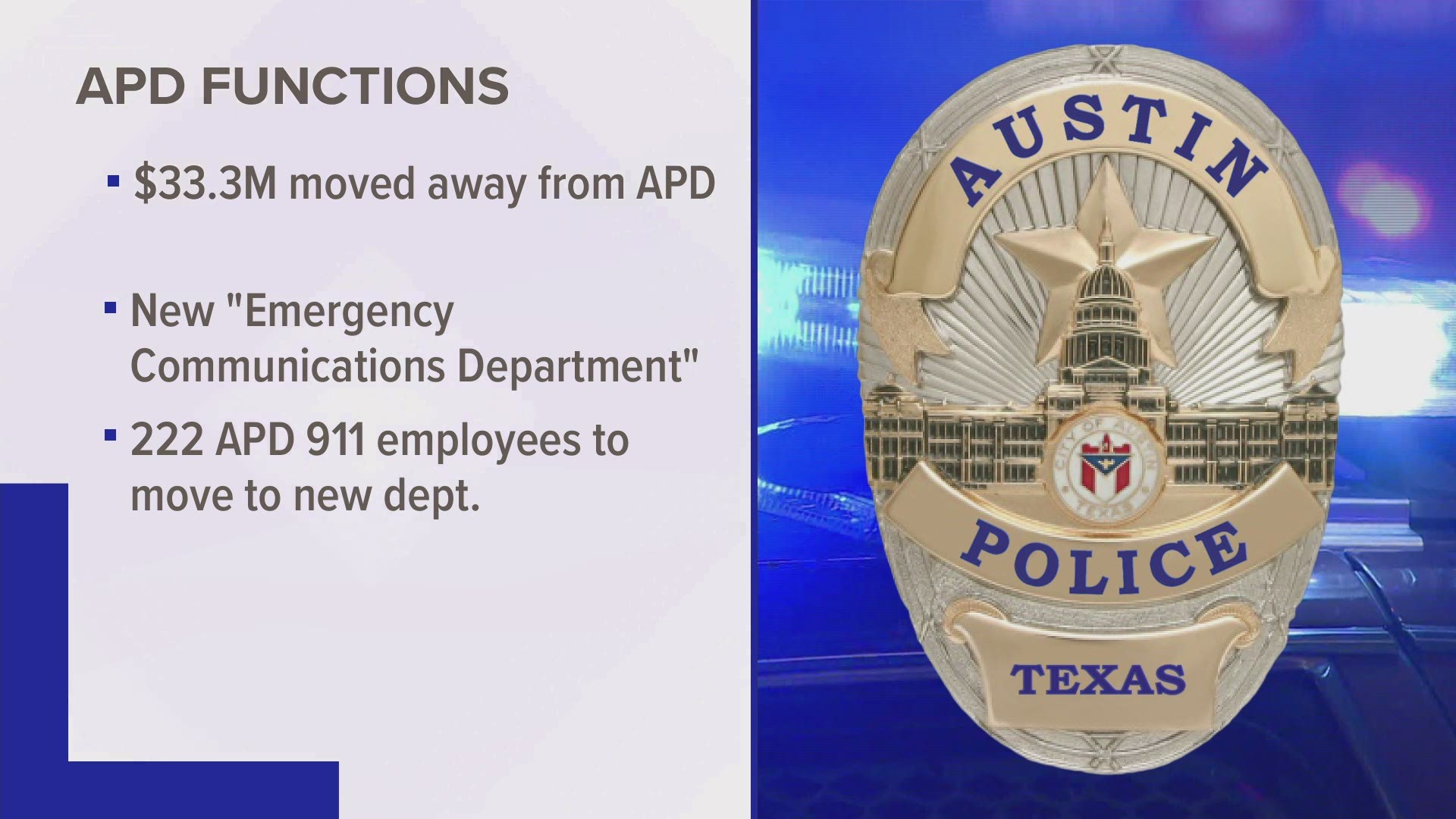 This week, the Austin City Council approved separating 911 communications and several other services from the Austin Police Department.