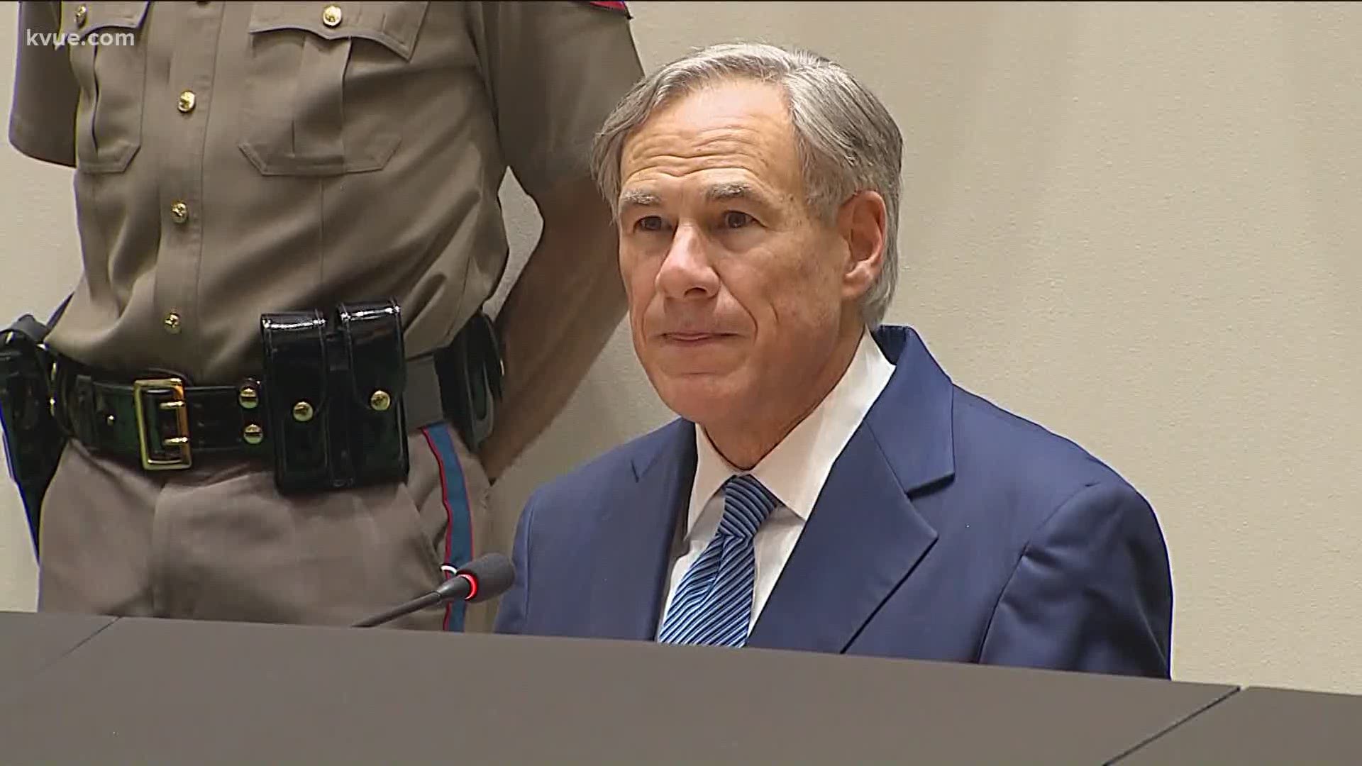 Gov. Greg Abbott joined Dallas area mayors and chiefs on Tuesday, supporting peaceful protesters but making it clear looting won't be tolerated.
