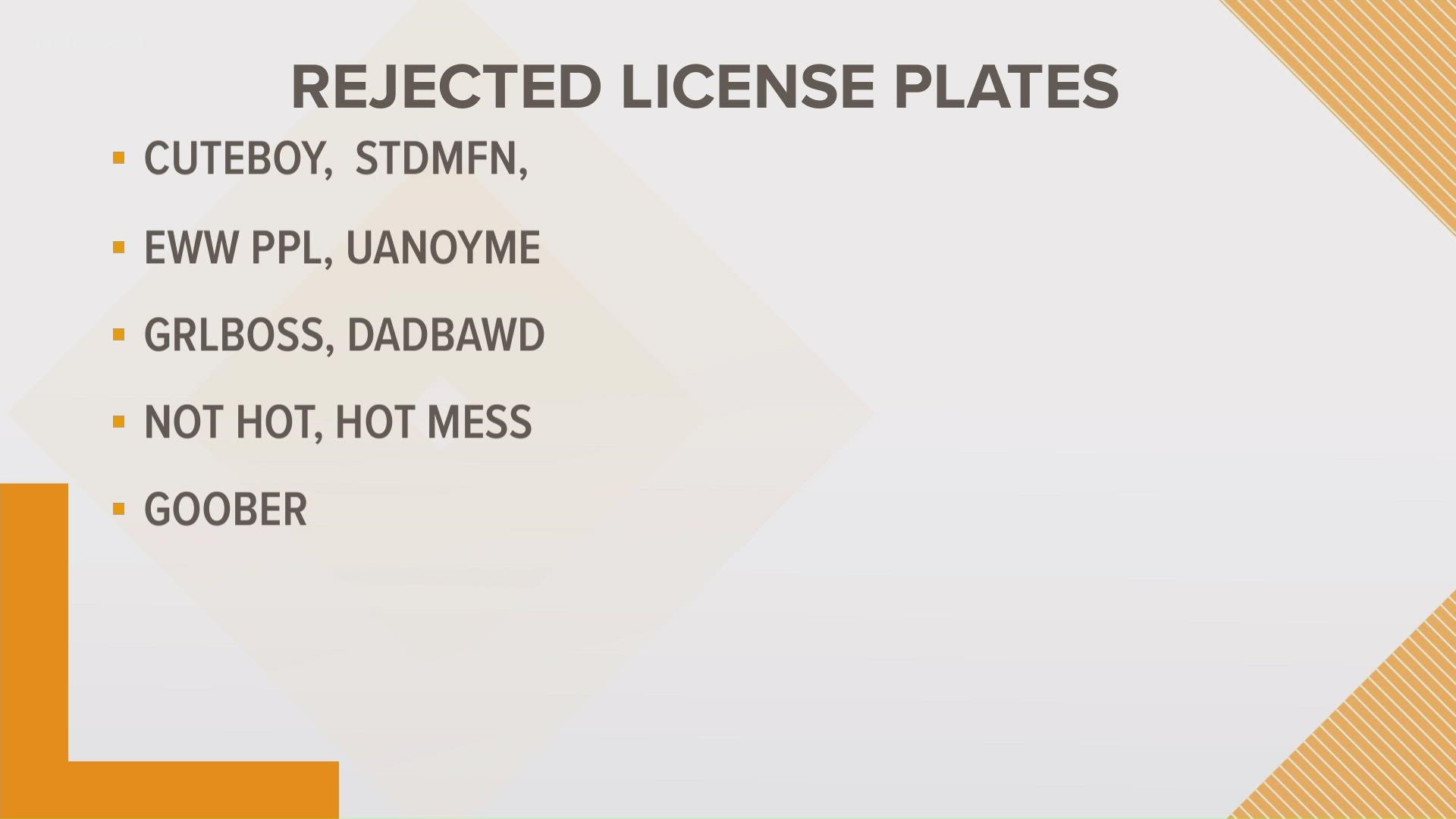 The Texas DMV rejected thousands of personalized license plate requests in 2021. We took a look at some of the standouts that the DMV rejected.