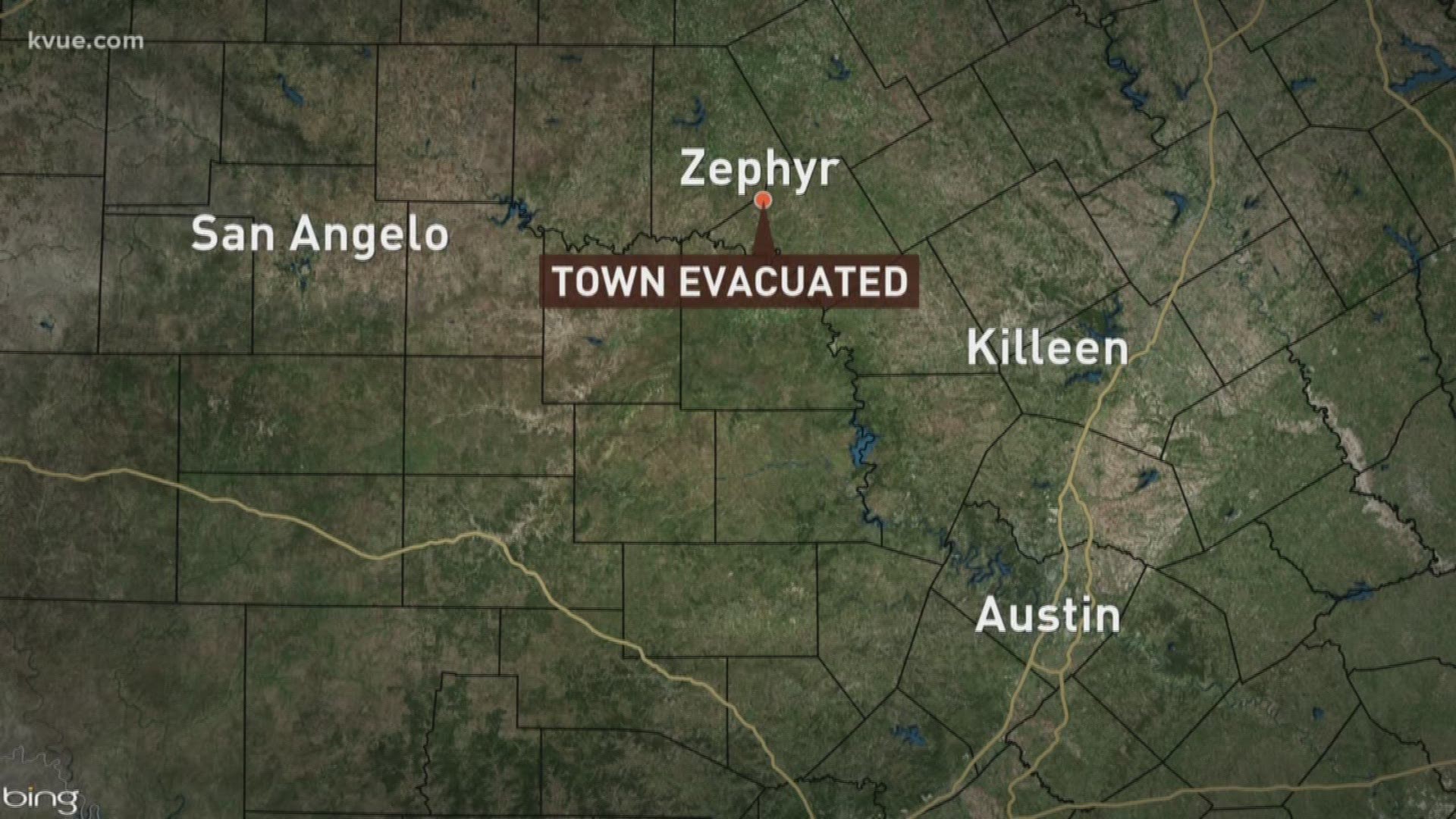 The entire Texas town of Zephyr has been told to pack up their bags after a massive wildfire threatened a nearby commercial explosives plant.