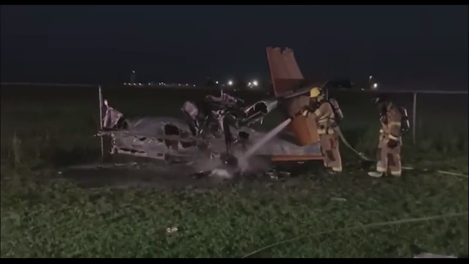 Robert Greene took this video after a plane crash at the San Marcos Regional Airport on Thursday evening.
