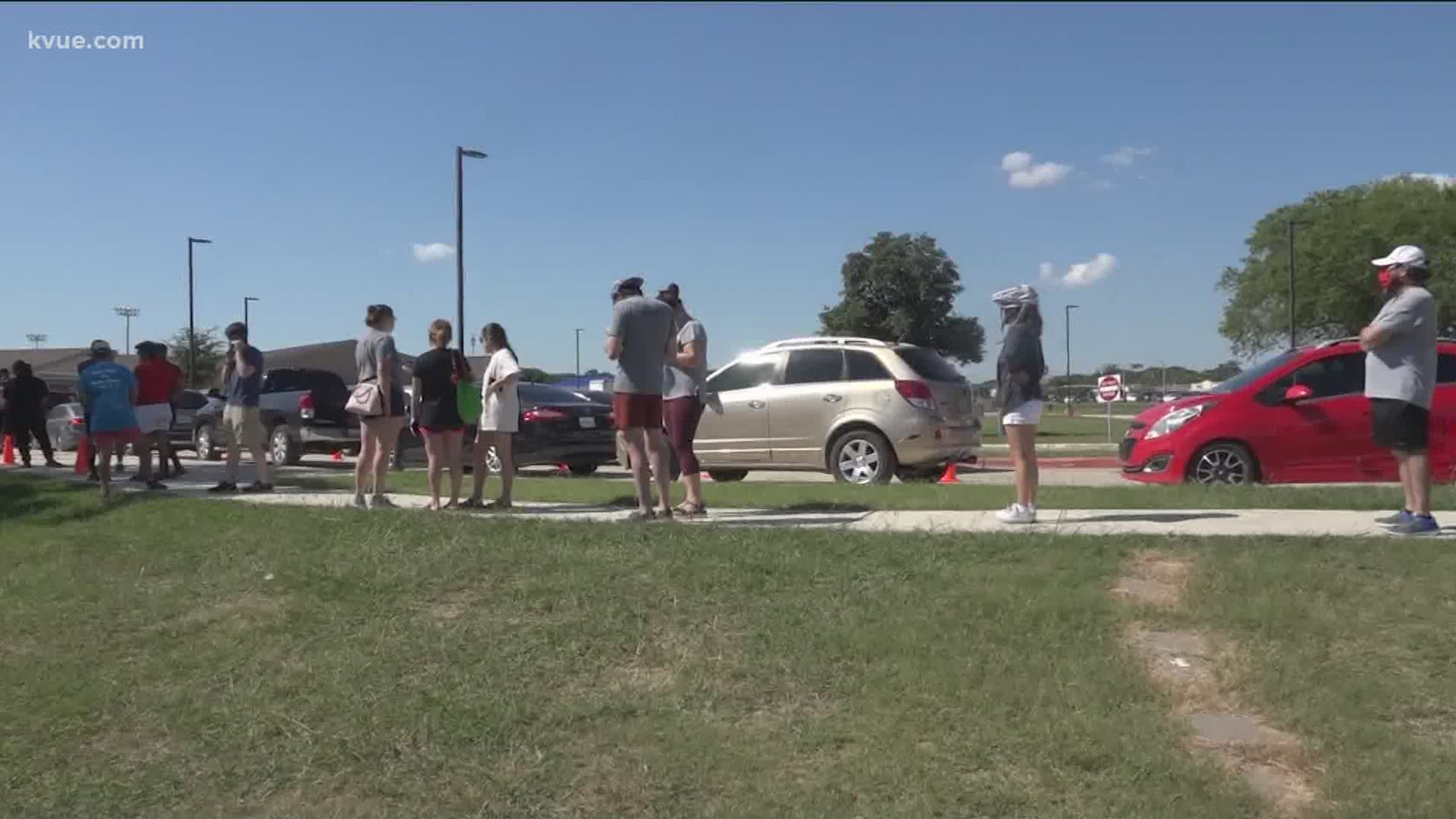 Hundreds of families stood in line and waited in their cars on Sunday morning as more testing became available for San Marcos residents.