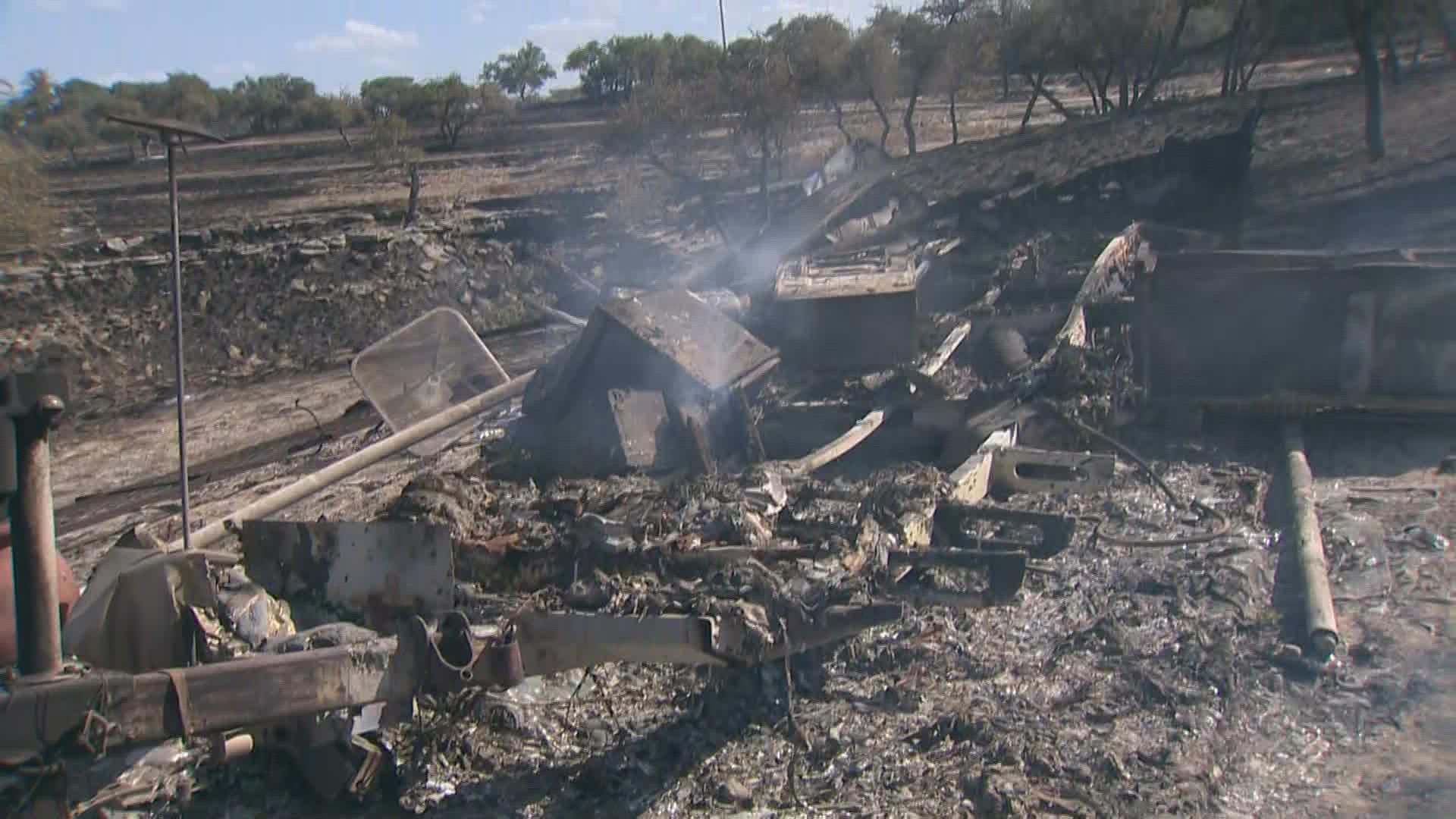 One family told KVUE they lost their RV in the fire. The fire is burning off RM 165 in Blanco County.