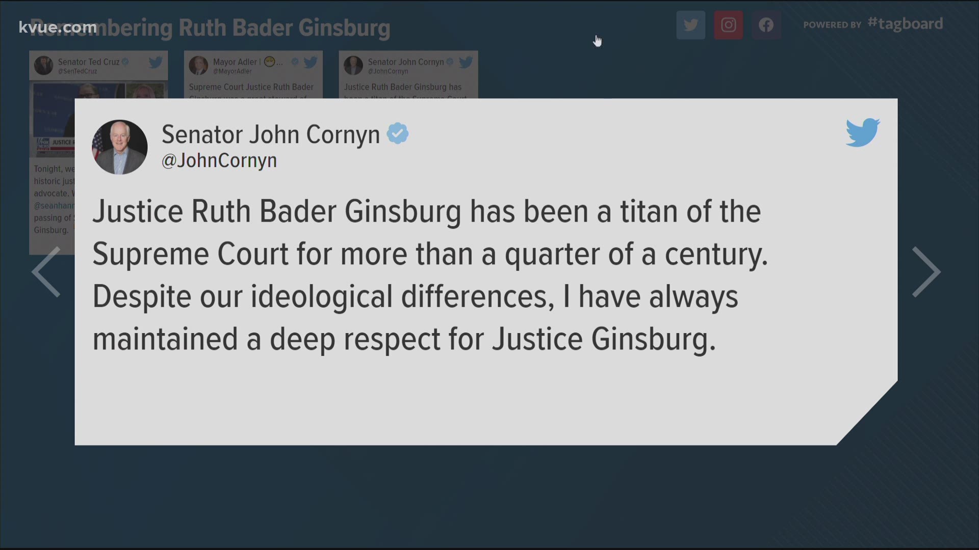 Texas representatives are sharing their thoughts on Ruth Bader Ginsburg's passing.