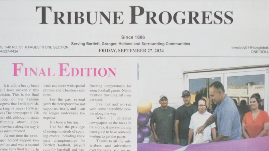 Bartlett, Texas losing local newspaper after 138 years Bartlett, Texas losing local newspaper after 138 years