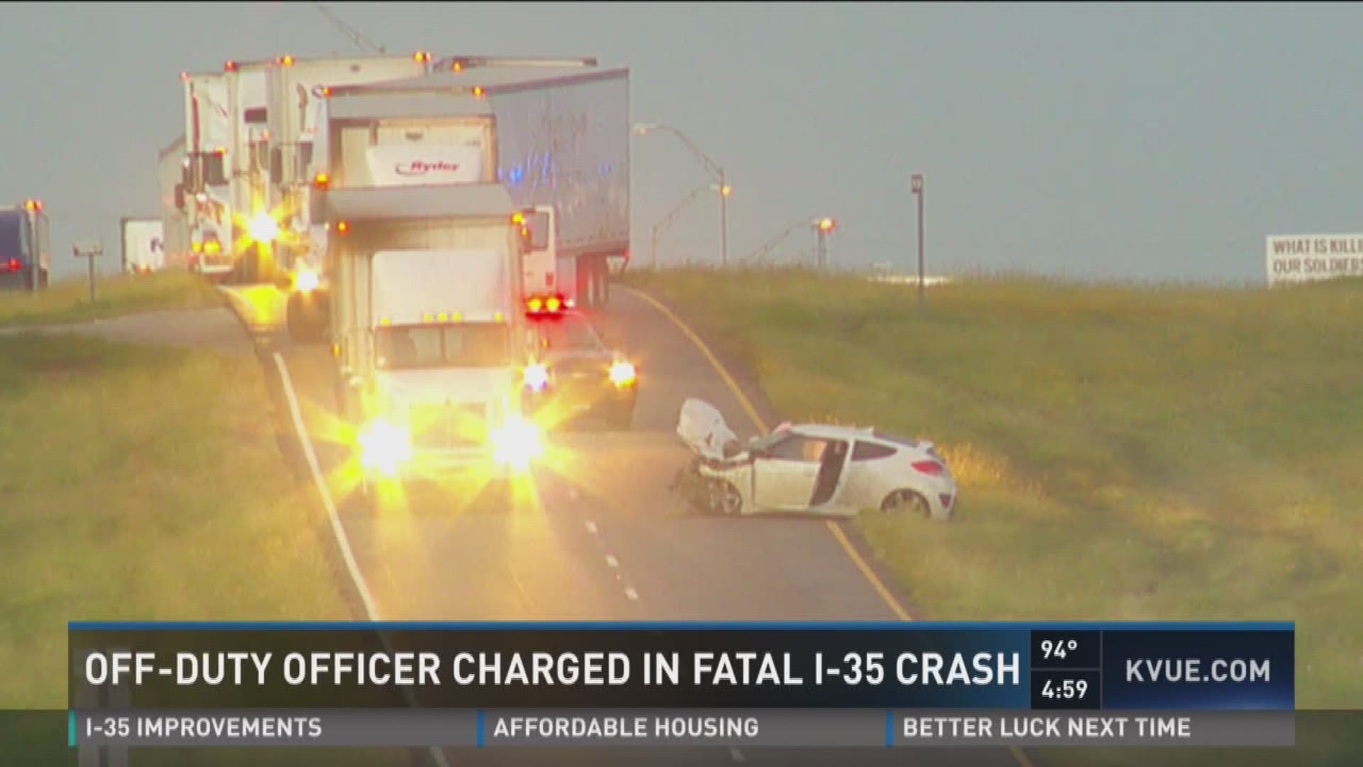 An off-duty police officer is facing charges for a fatal crash on I-35 in Jarrell.