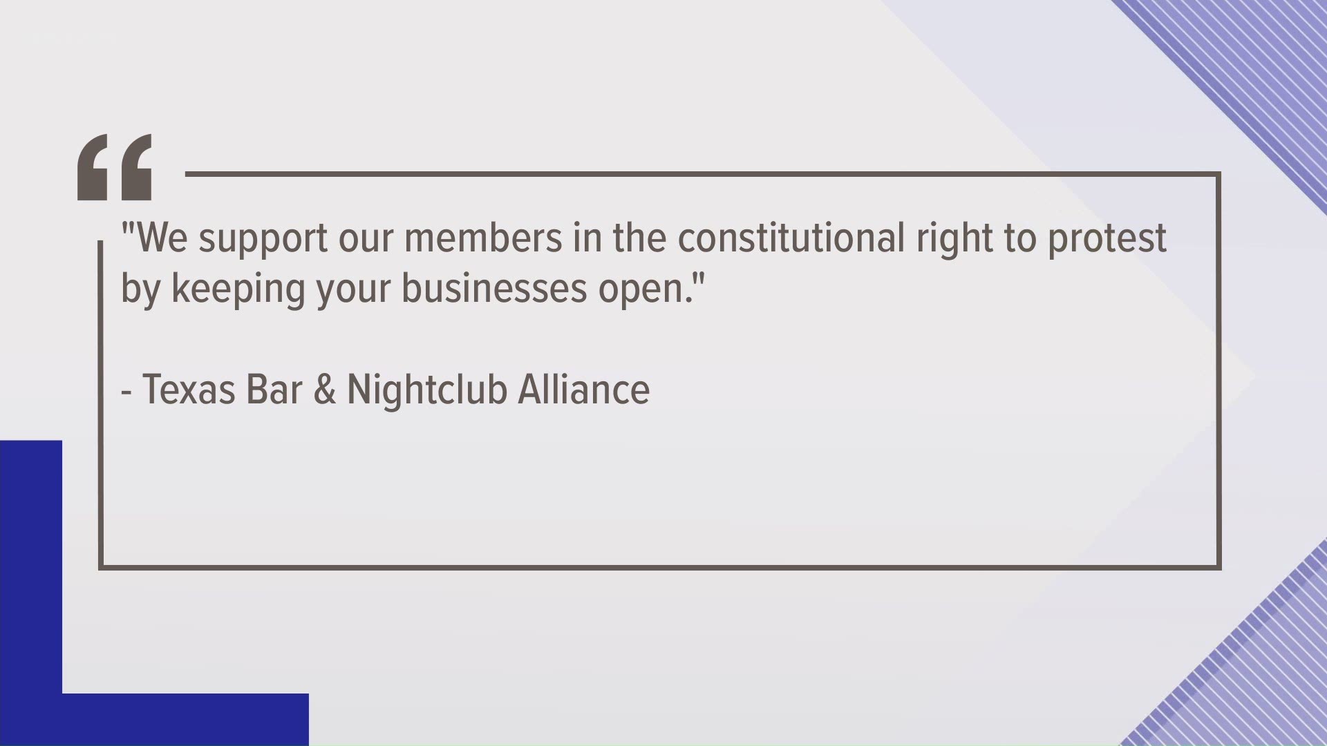 The Texas Bar and Nightclub Alliance isn't happy about the governor's decision to force bars to close.