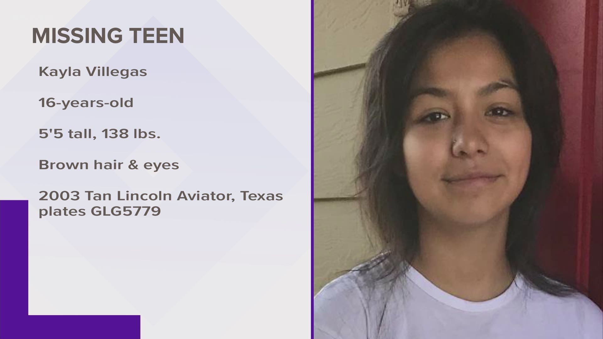 Kayla Villegas, 16, was last seen in Austin on Sept. 23.