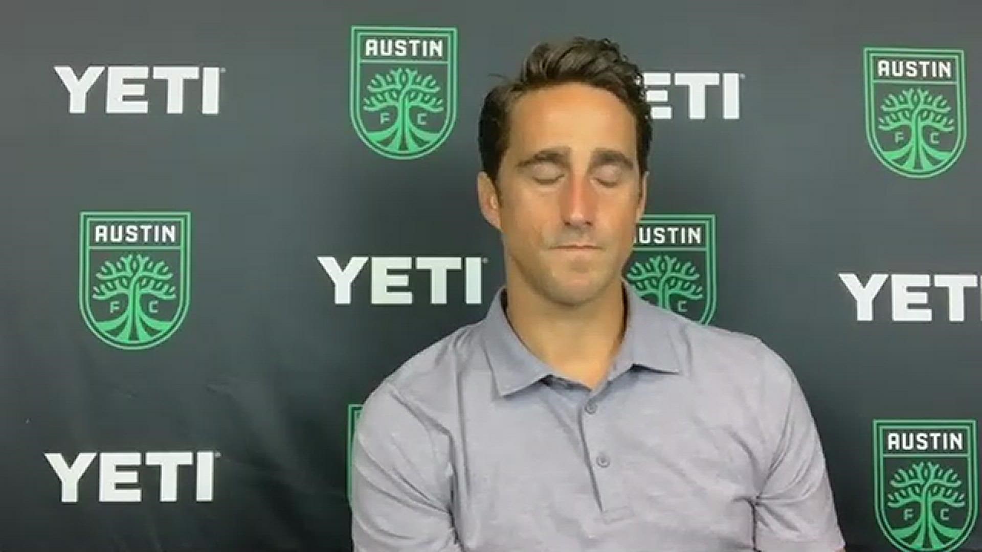 Austin FC head coach Josh Wolff speaks to the media after the club's 3-0 loss on the road in Houston.