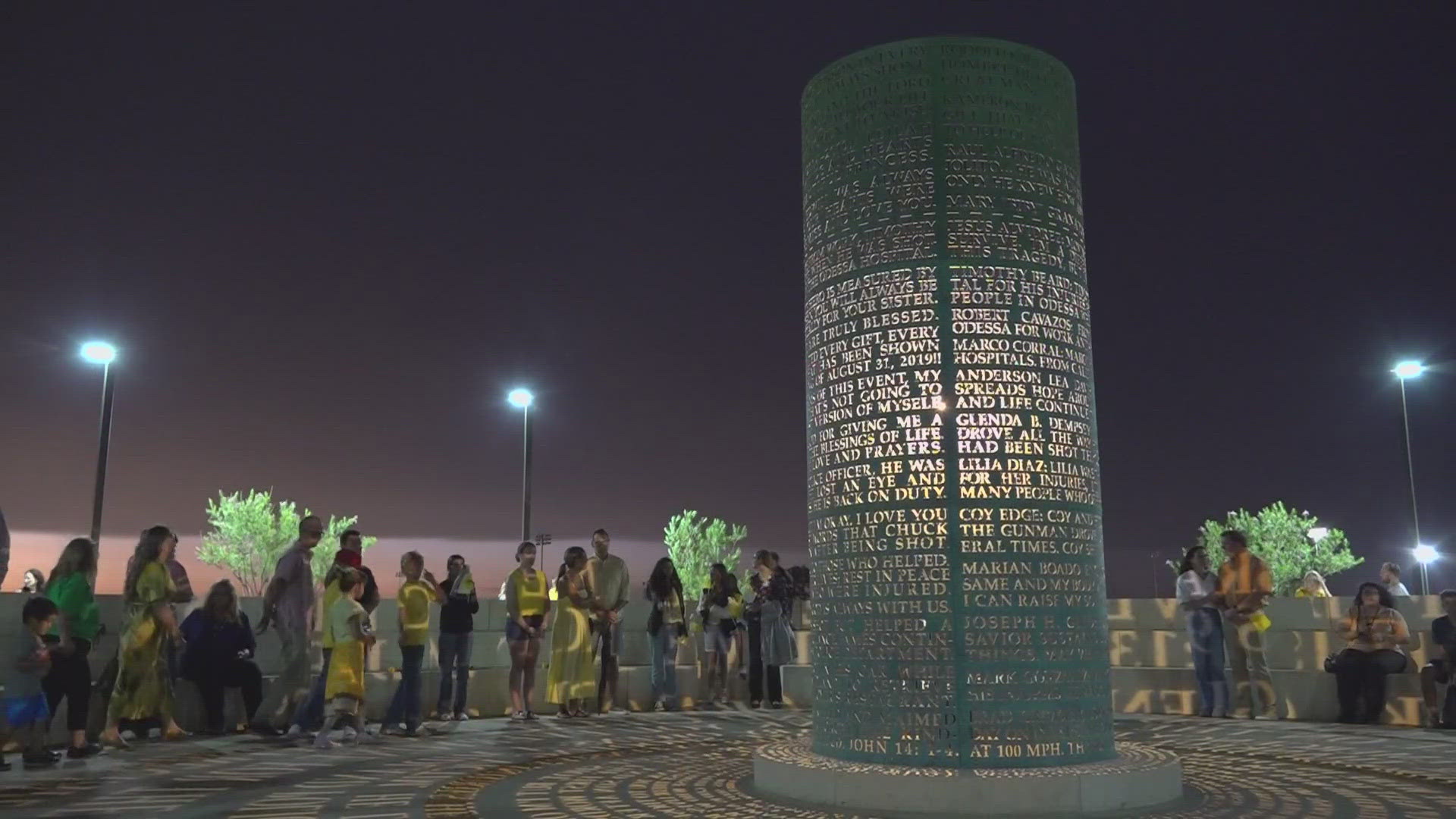 Jim Sanborn included the names of the seven people who died, messages from their loved ones and those who survived. Nearly 1,000 letters are engraved into it.