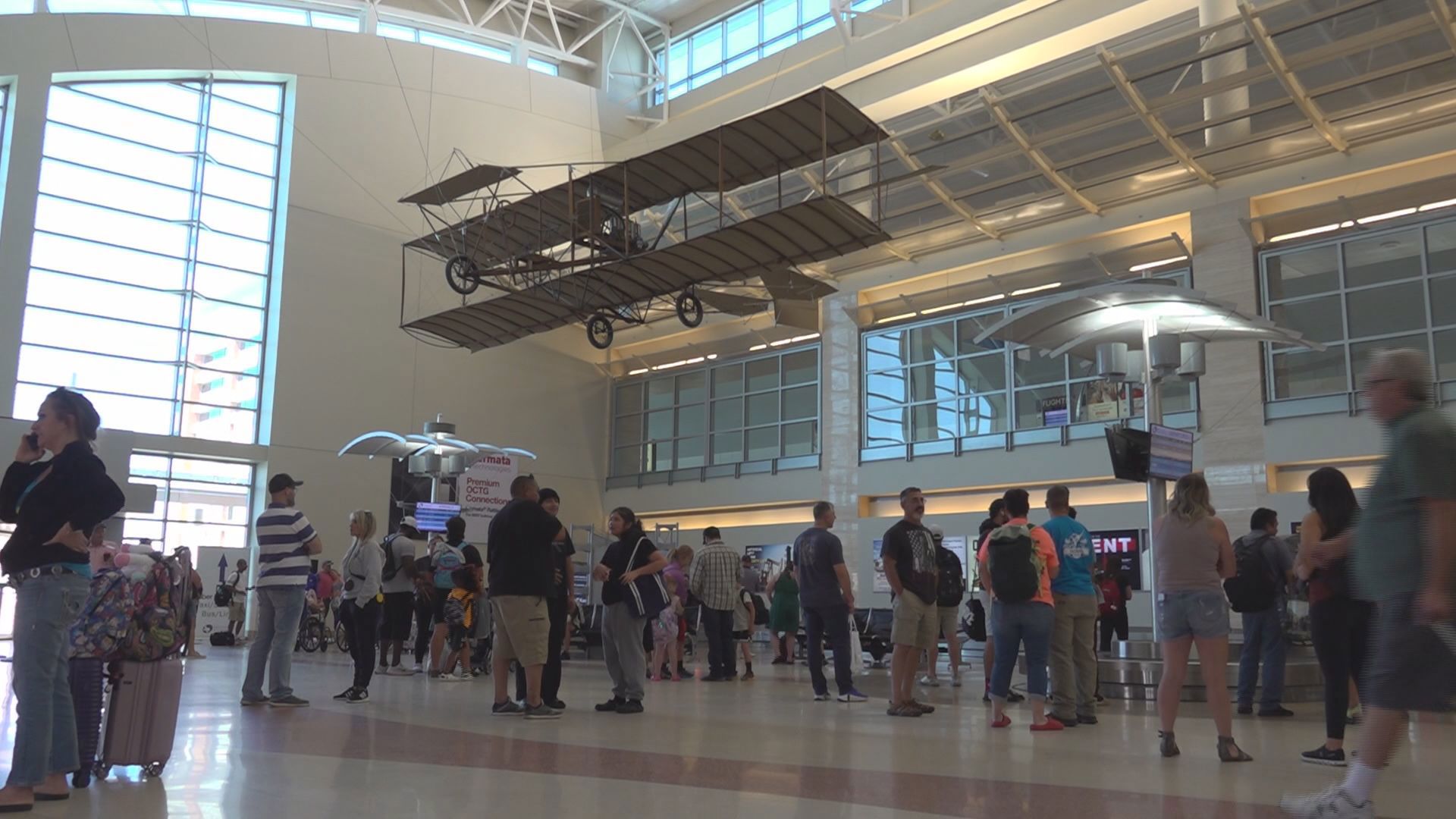 The Pliska Aeroplane was built in 1912 by a local blacksmith named John Pliska. Now, that plane lives at the Midland International Airport, right above our heads.