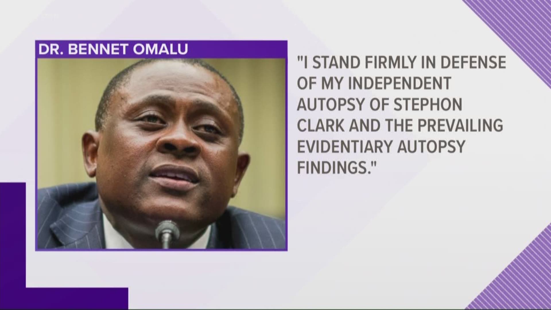 Doctor Bennet Omalu was the forensic pathologist who conducted the private autopsy that Stephon Clark's family commissioned. (May 2, 2018)