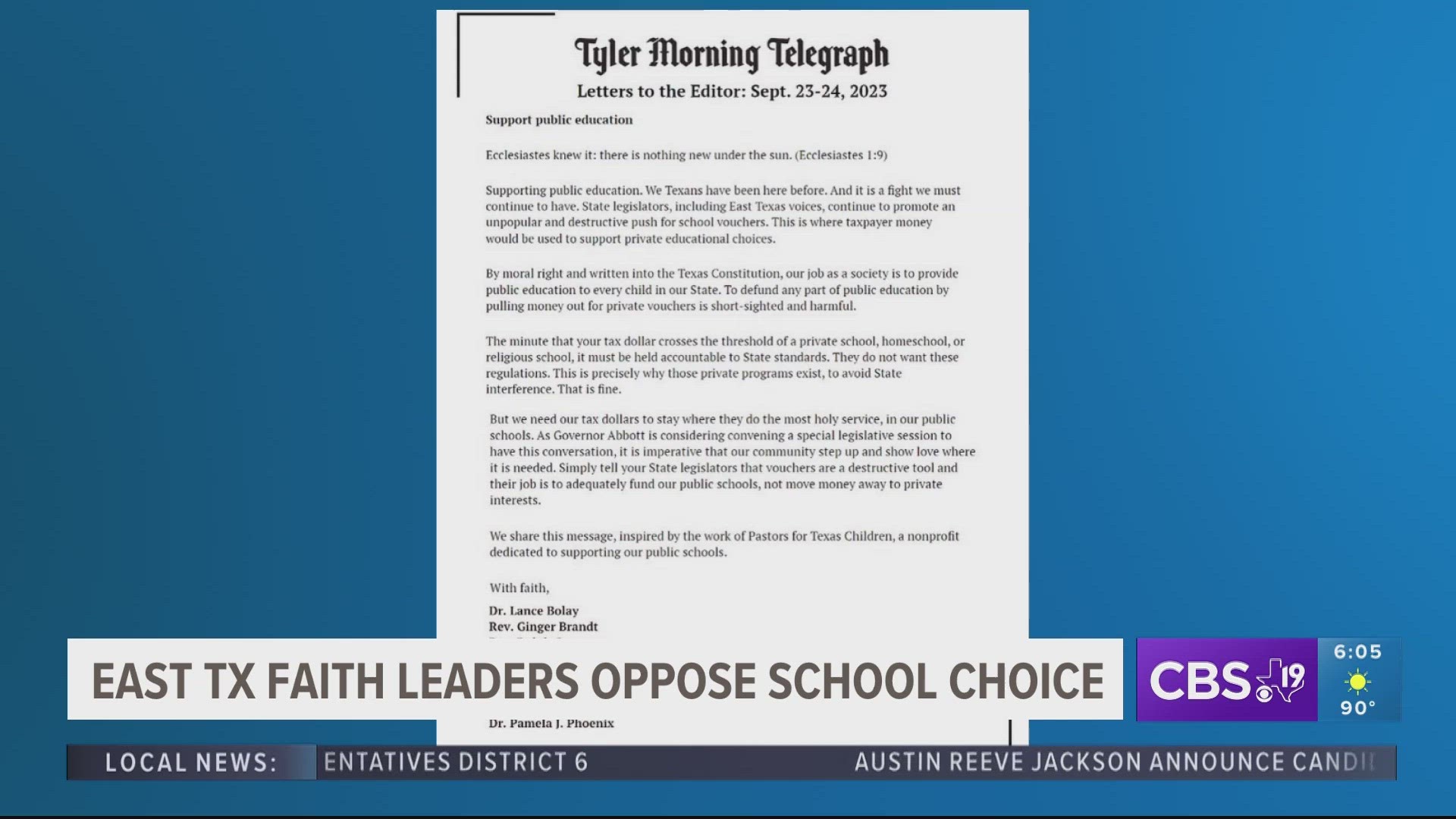 East Texas Faith leaders oppose school choice