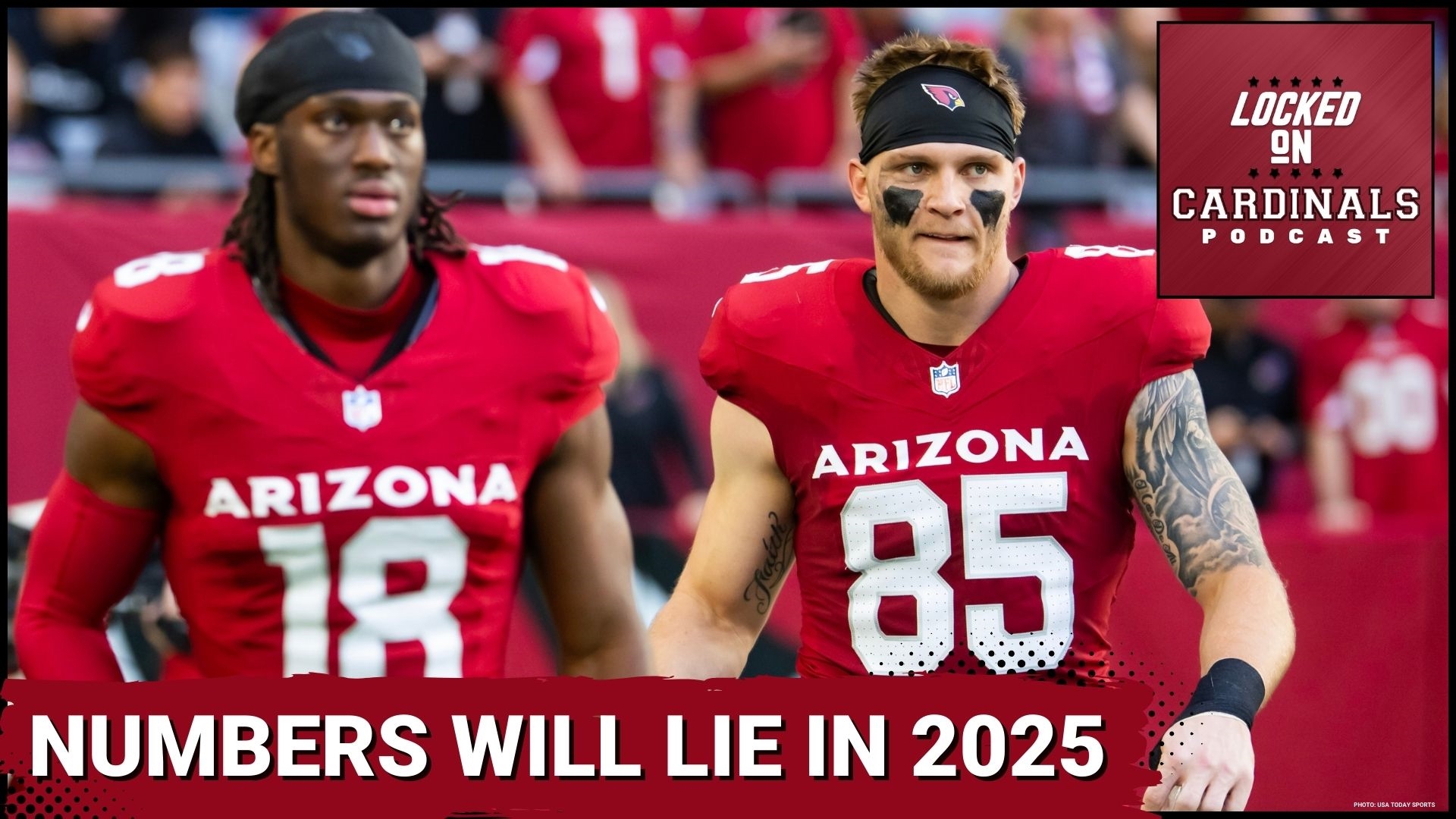 The episode centers on standout players such as Marvin Harrison Jr., Trey McBride, and James Connor, examining how their contributions might lie to you in 2025.