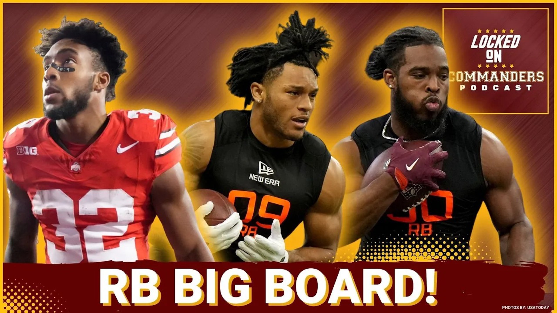Building a draft big board for the Washington Commanders, this episode focuses on top running back prospects for the upcoming NFL draft.