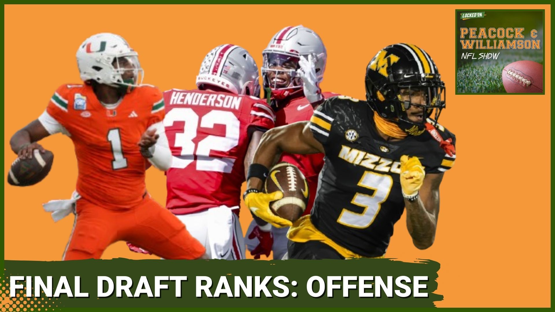 Matt and Brian ranking their top players at QB, RB, TE, WR for the upcoming 2025 NFL Draft.