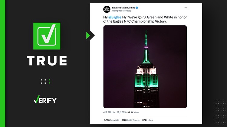 Empire State Building lights up for Eagles, Chiefs after wins