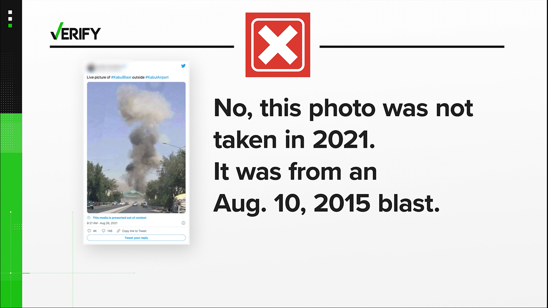 As part of VERIFY’s continued coverage of the Taliban takeover in Afghanistan, we researched additional posts claiming to be from the blast at the airport in Kabul.