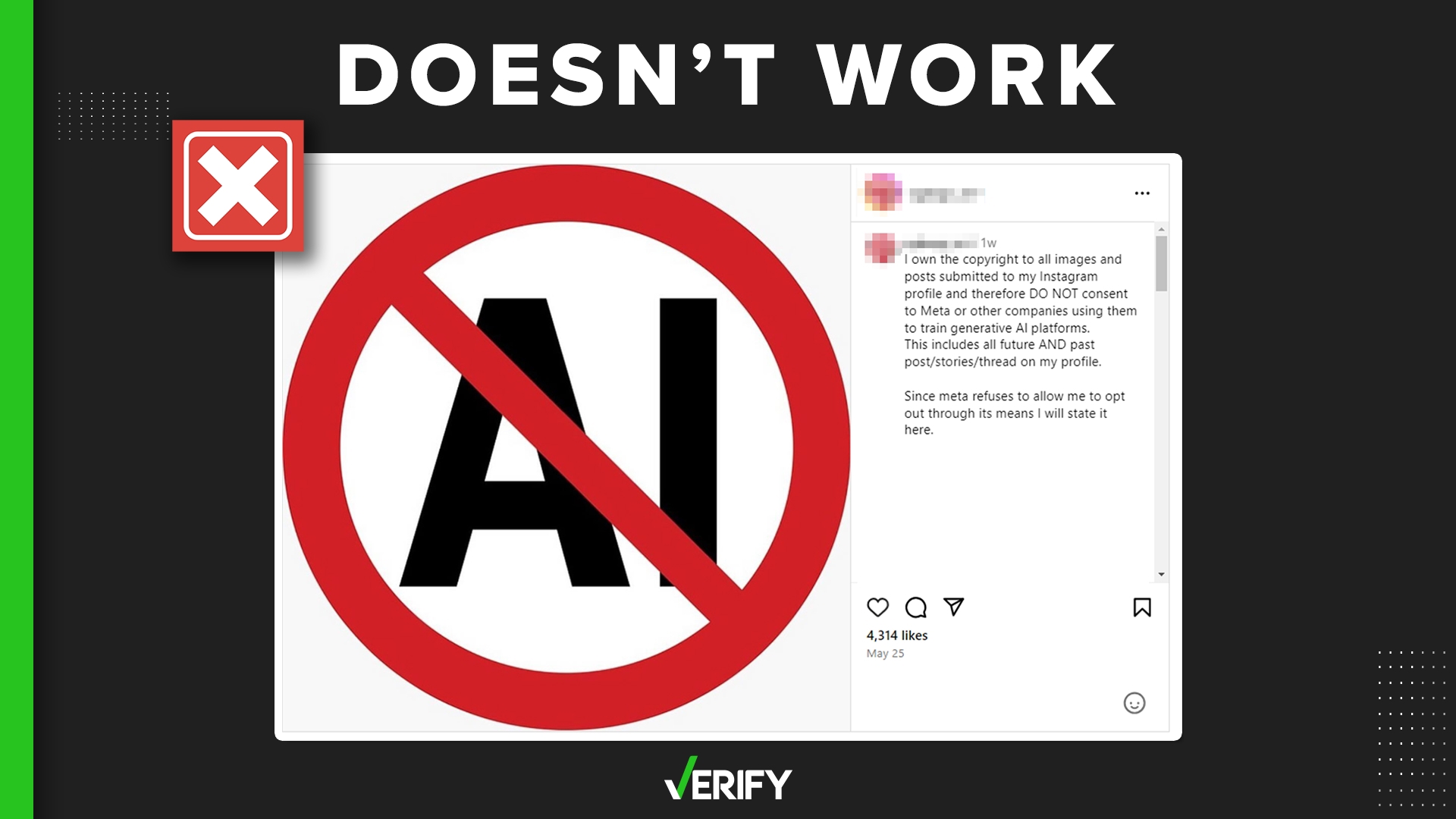 An Instagram chain message aimed at stopping Meta from using people’s photos and posts to train its artificial intelligence won’t work. Here’s why.