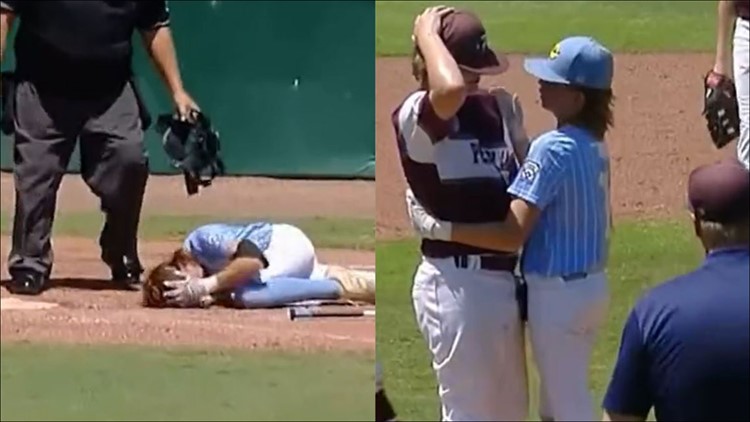 Little League batter consoles distraught opposing pitcher after being hit in head