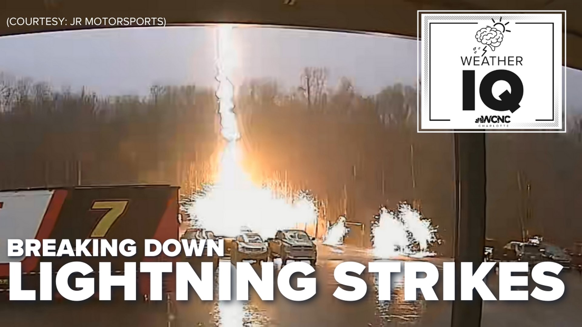 A lightning bolt caught on camera sending sparks flying in Mooresville. WCNC Charlotte Meteorologist KJ Jacobs explains what exactly we are seeing.