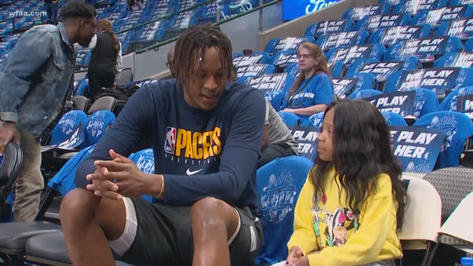 A'myah Moon met Myles Turner Sunday — and got to hear a pep talk from the Indiana Pacers player.