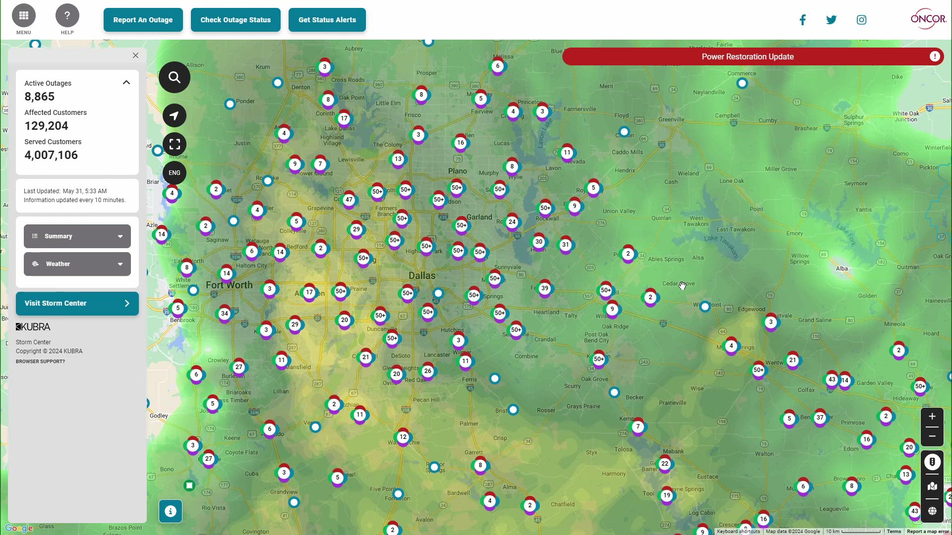 Oncor still estimates most North Texans will get power back on by Friday evening.