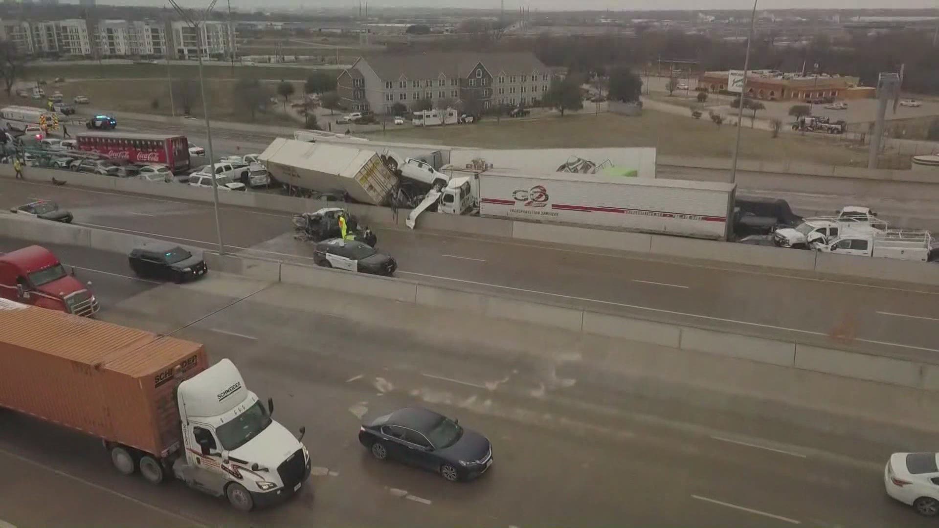 Officials said Thursday evening that six people have died from the pileup crash. More than 60 people sought medical care after the wreck, authorities said.