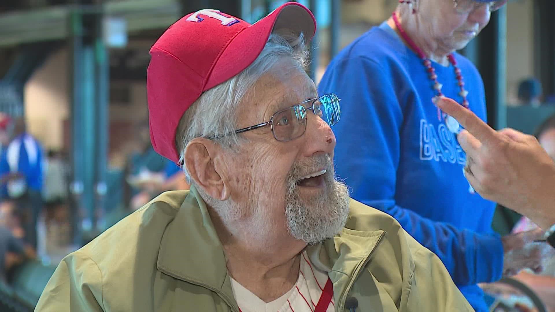 Louis Maidhof is in hospice with dementia, but that didn't stop him from taking in a game between the Texas Rangers and Minnesota Twins.