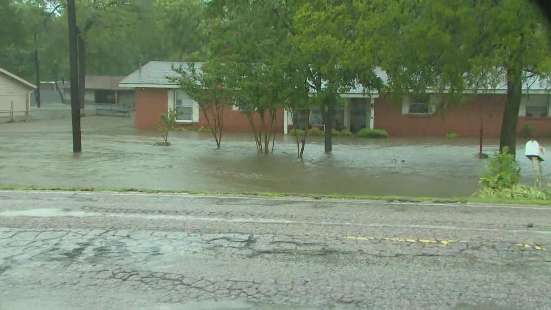 Several residents have been displaced in Balch Springs as storms bring several inches of rain in just a few hours.