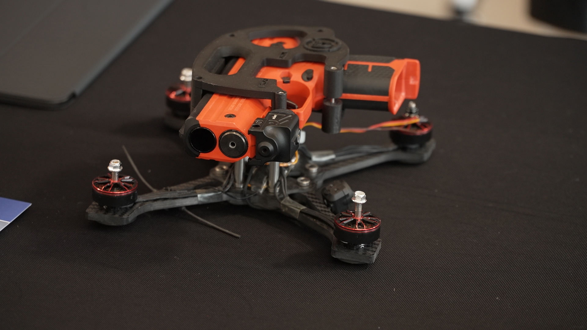Austin-based Campus Guardian Angel demonstrates how its drones, equipped with window-shattering tips and pepper ball launchers, can stop school shooters.