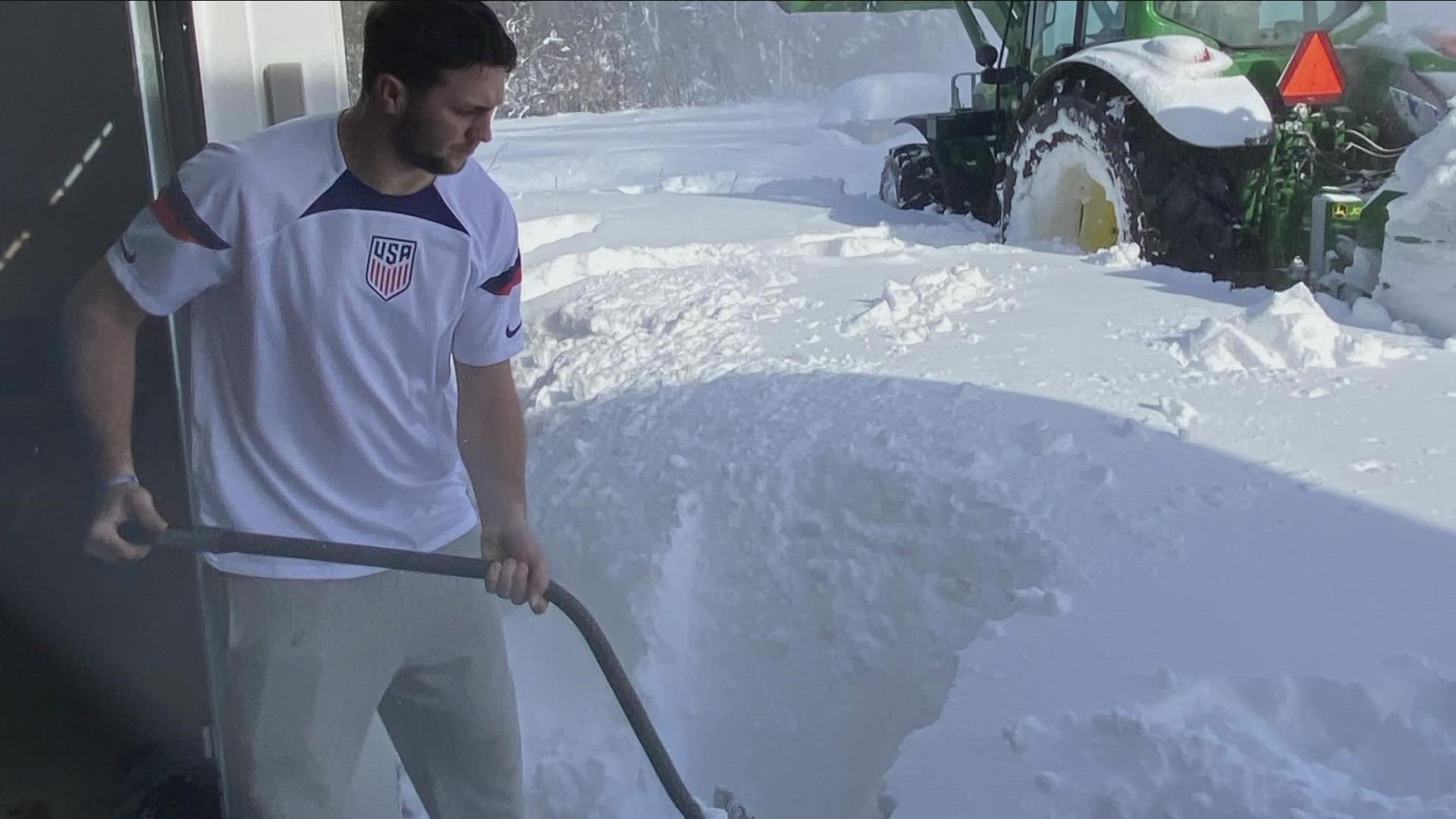Bills quarterback, Josh Allen was snowed in at his home, but needed to get out quickly for the team's  relocated game. Two neighbors came to his rescue.