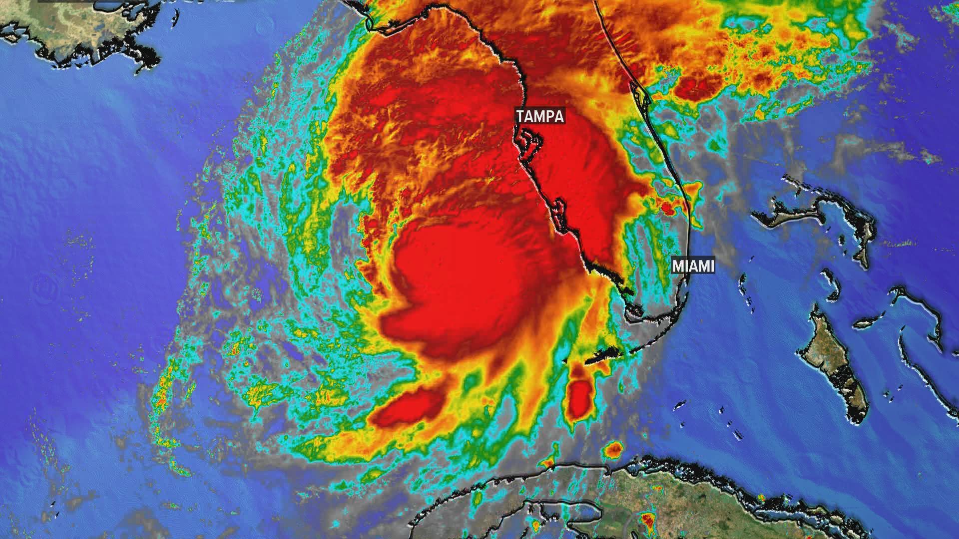 Watch the live radar view and projected path for Hurricane Milton along the Florida peninsula.