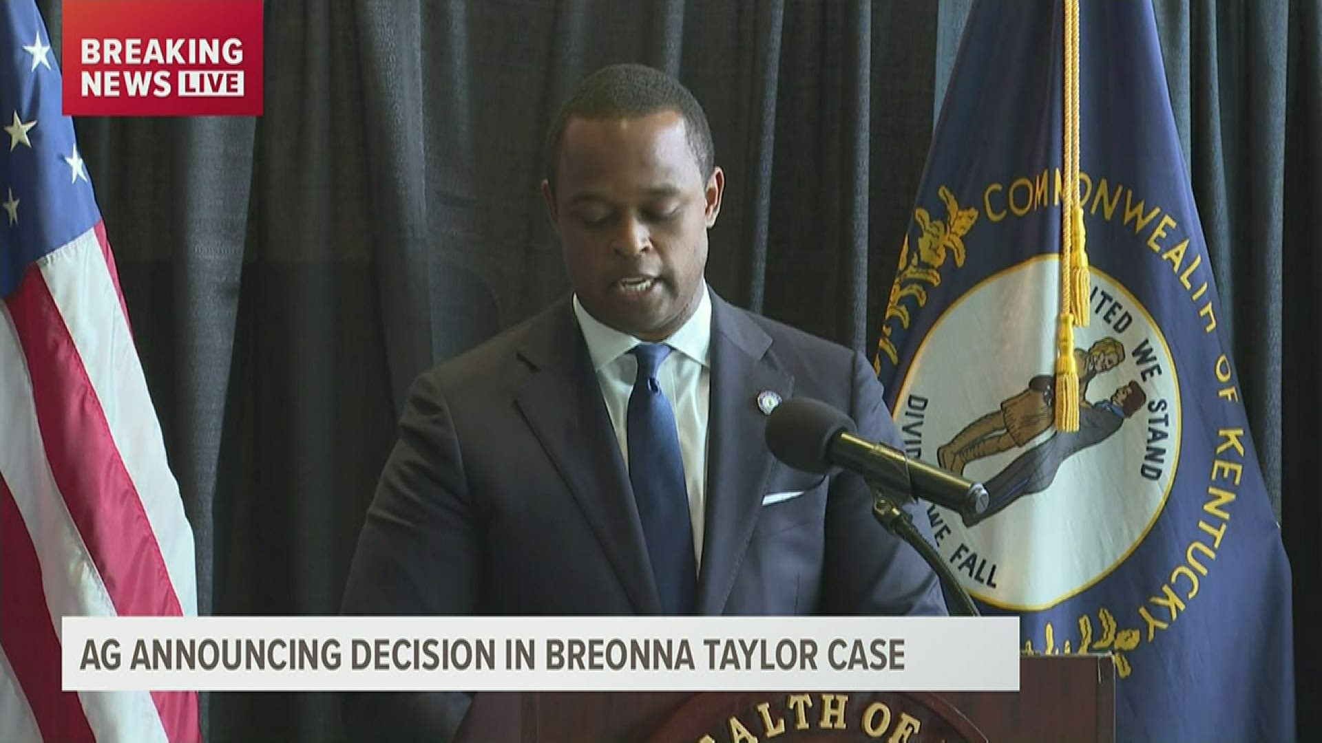 Kentucky Attorney General Daniel Cameron explains the wanton endangerment charge in the Breonna Taylor investigation. Louisville officer Brett Hankison was charged.