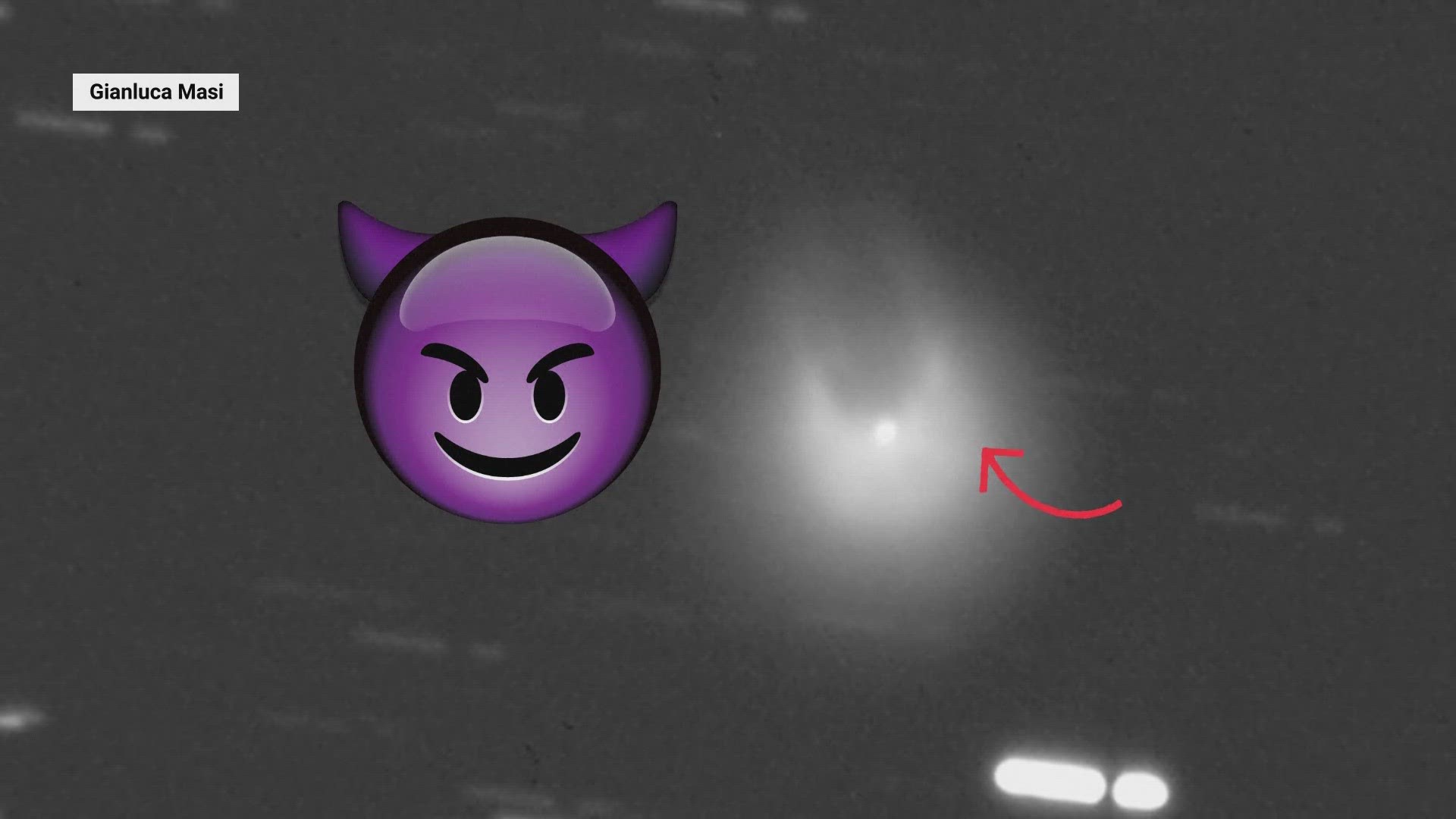 Something people are calling a "Devil Comet" is making headlines. It's named for two sections of the comet that look like horns. This is about the size of Dallas, TX