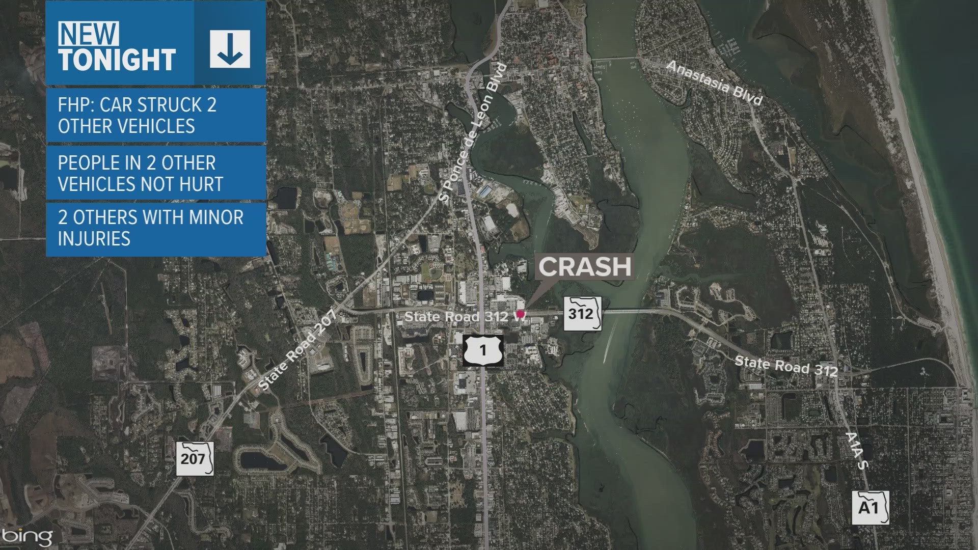 The Florida Highway Patrol said the woman was a passenger inside a sedan that turned left in front of two oncoming vehicles, resulting in a crash.