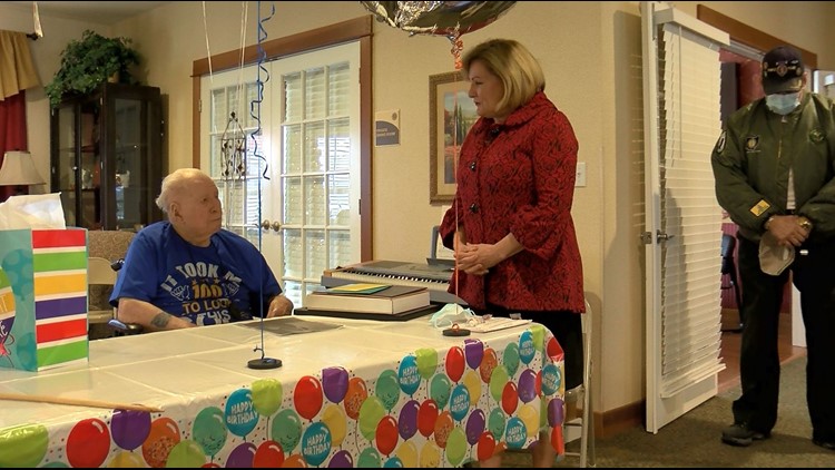 'We are so grateful' | WWII veteran honored on his 100th birthday