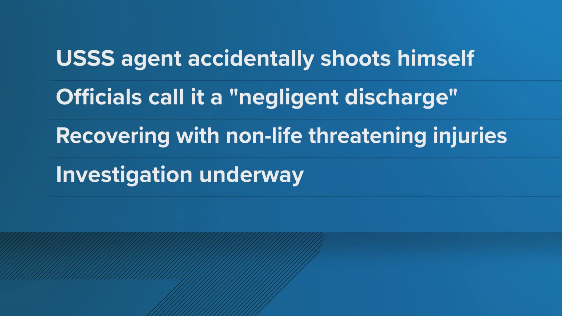 The injury to the agent was not life threatening.