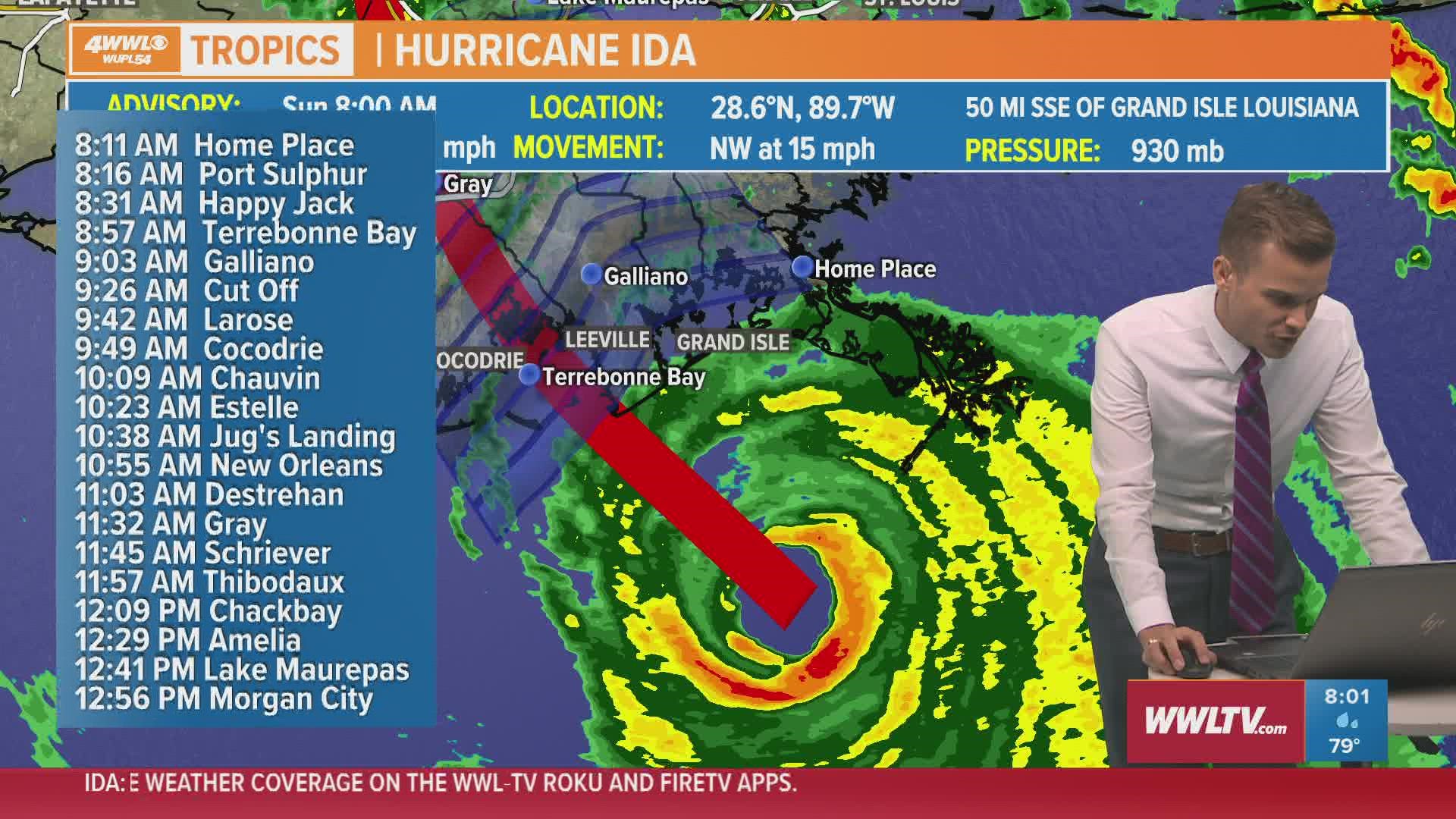 Hurricane Ida is approaching Southeast Louisiana, with sustained winds of up to 150 mph, gusts up to 185 mph.