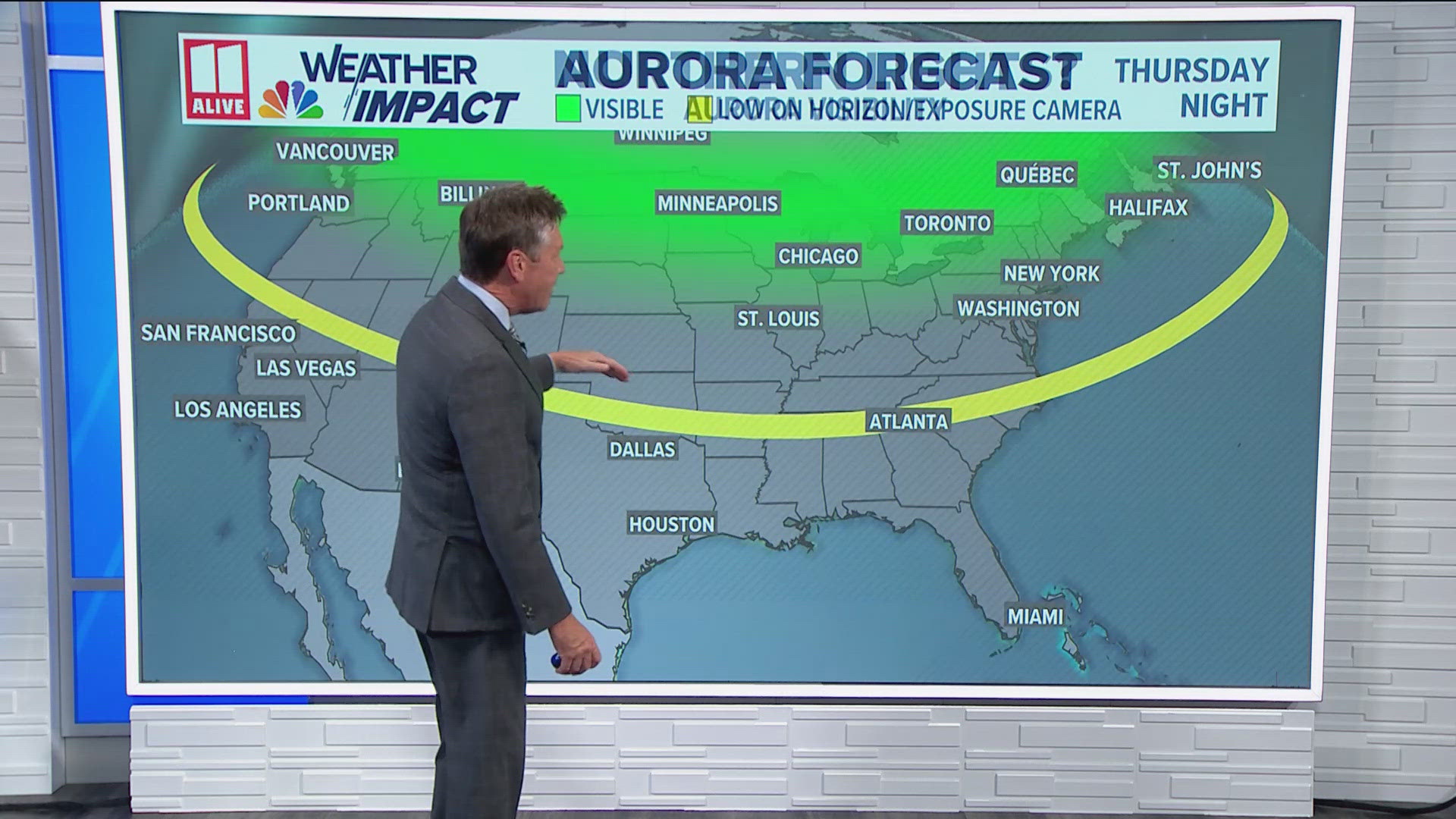 Aurora Borealis could potentially be seen as far south as Georgia.