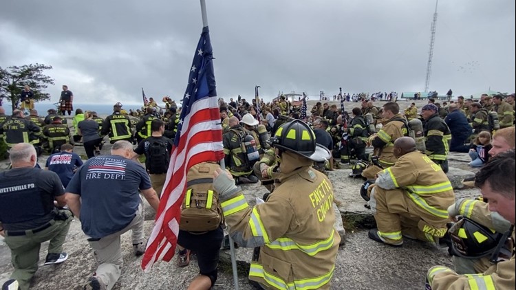 First responders scale Stone Mountain in emotional remembrance of heroes who died on 9/11