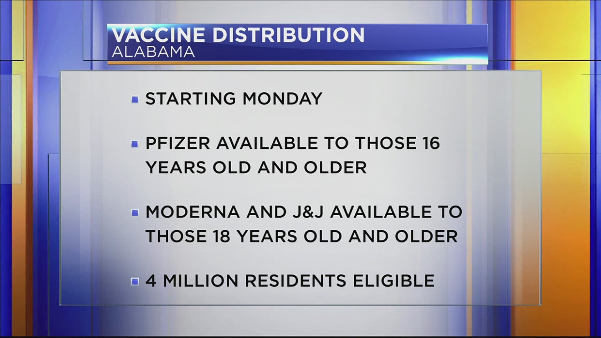 Beginning, April 5, the Alabama Department of Public Health will extend eligibility for COVID-19 vaccinations to include individuals age 16 and older.